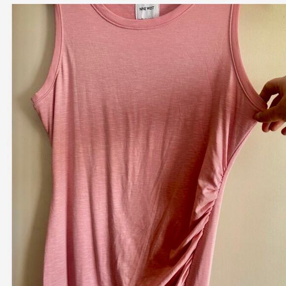 Flattering Ruched Pink Dress Large Stretch Sleeveless Bodycon Casual - Picture 6 of 8